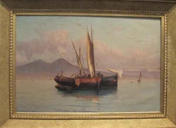 Pecheurs Dans La Baie De Naples Oil Painting by Alessandro la Volpe