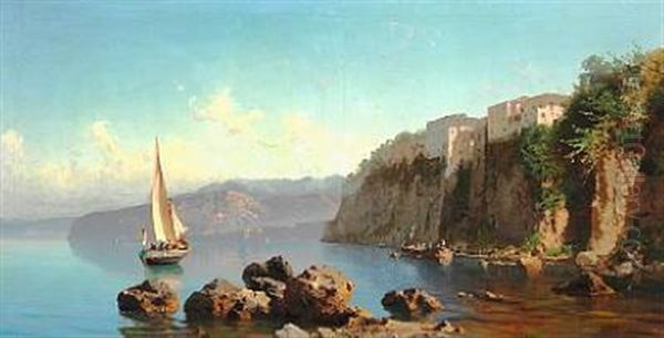 Coastal Scene Near Sorrento Oil Painting by Alessandro la Volpe