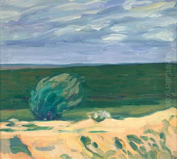 Landschaft Mit Vom Sturm Gepeitschten Busch Oil Painting by Wilhelm Laage