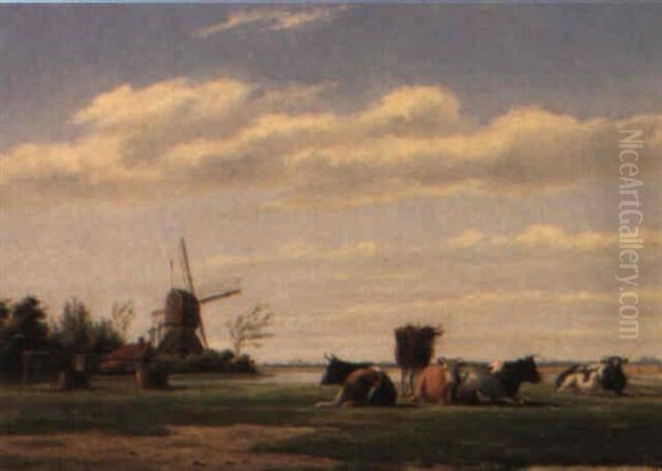 Paysage En Hollande Oil Painting by Jan Zeeuw Van Den Laan