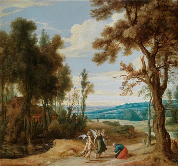 Die Drei Engel Erscheinen Abraham Oil Painting by Jasper van der Laanen