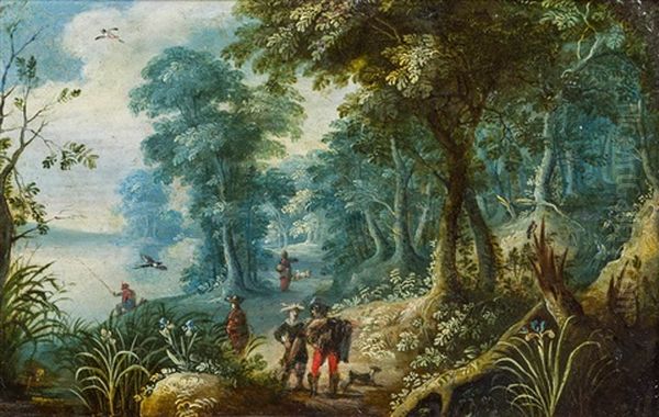 Waldlandschaft Mit Figurlicher Staffage Oil Painting by Jasper van der Laanen