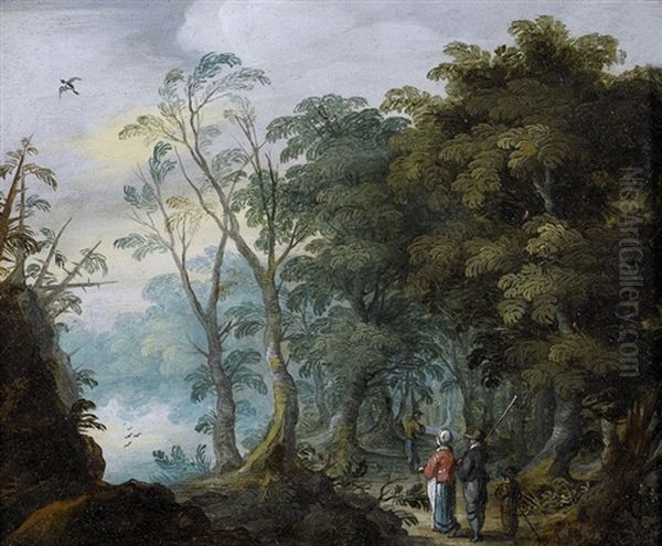 Waldweg Mit Staffage Oil Painting by Jasper van der Laanen