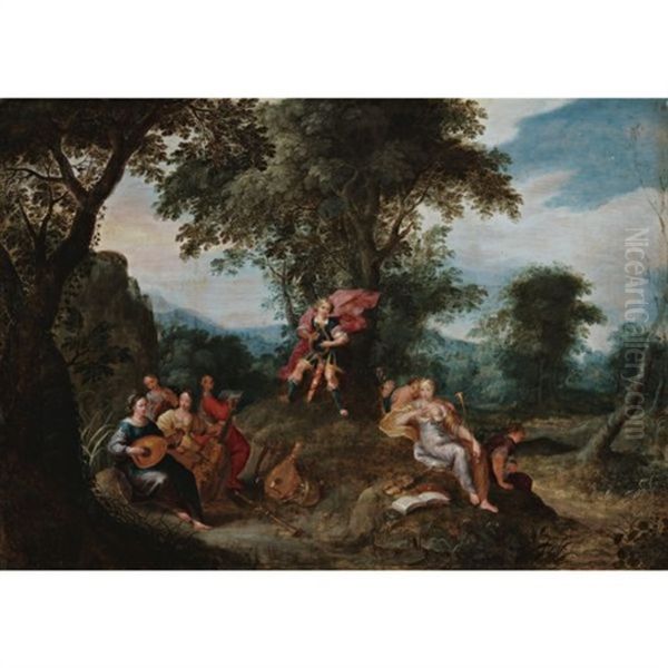 Apollo And The Muses Oil Painting by Jasper van der Laanen