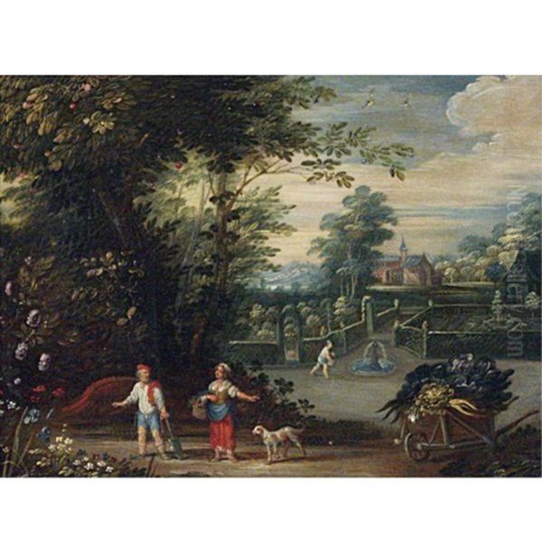 Landscape With Figures Oil Painting by Jasper van der Laanen