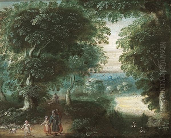 Waldlandschaft Mit Reisenden Oil Painting by Jasper van der Laanen