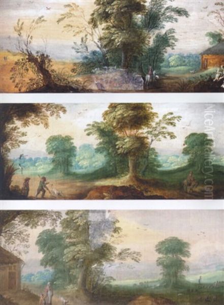 Landscape With Figures Oil Painting by Jasper van der Laanen