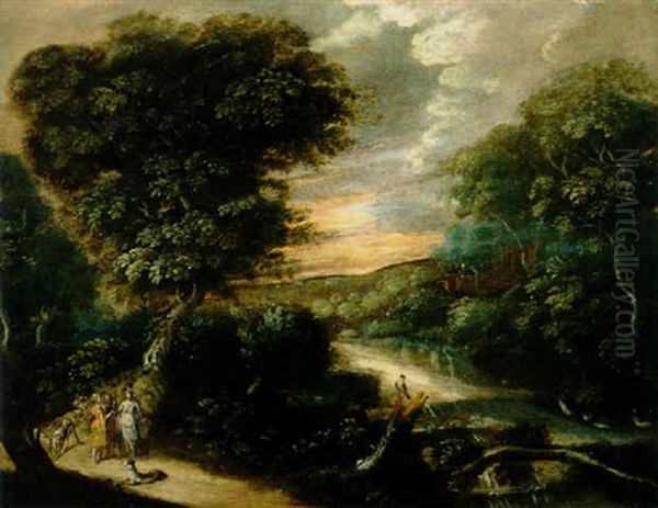 Landschaft Mit Figuren Oil Painting by Jasper van der Laanen