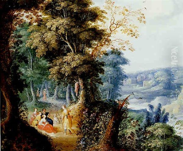 Paysage De Foret Avec Diane Et Ses Nymphes Oil Painting by Jasper van der Laanen