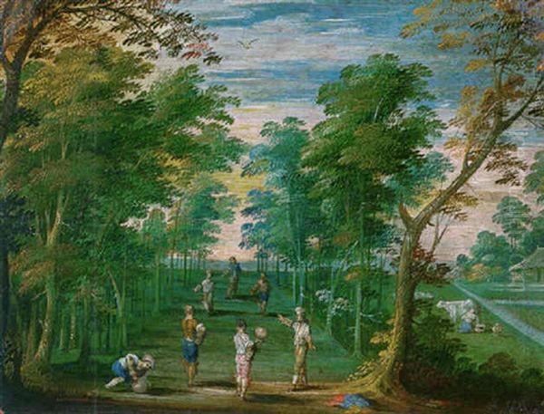 Les Joueurs De Boules Oil Painting by Jasper van der Laanen