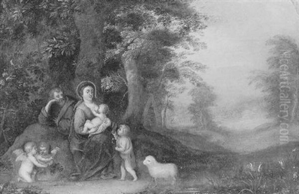 The Rest On The Flight To Egypt Oil Painting by Jasper van der Laanen