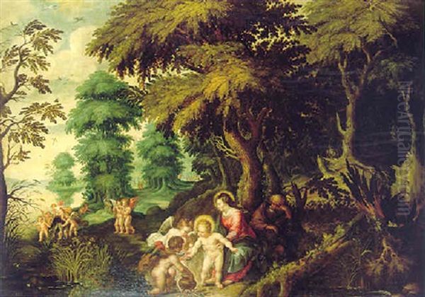 The Rest On The Flight To Egypt Oil Painting by Jasper van der Laanen