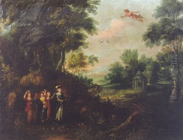 Herse And Her Sisters Seen By Mercury Oil Painting by Jasper van der Laanen