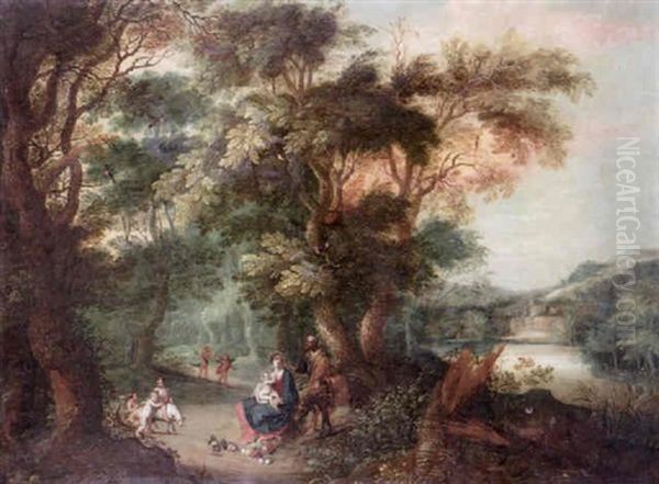 The Rest On The Flight Into Egypt Oil Painting by Jasper van der Laanen