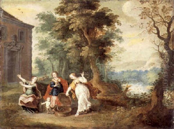 Aglauros, Padrosos Und Herse Mit Erechtheus Oil Painting by Jasper van der Laanen