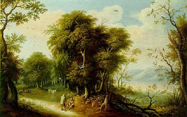 Waldlandschaft Mit Rastenden Oil Painting by Jasper van der Laanen