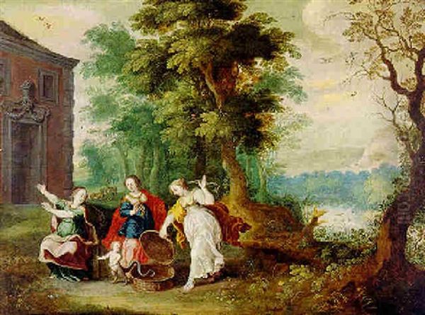 Aglauros, Padrosos Und Herse Mit Erechtheus Oil Painting by Jasper van der Laanen