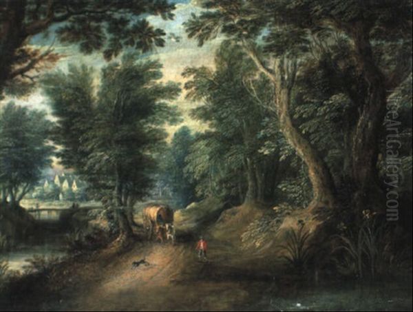 Waldlandschaft Mit Reisenden Oil Painting by Jasper van der Laanen