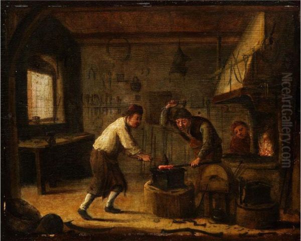 In Der Schmiede Oil Painting by Cornelis Beelt