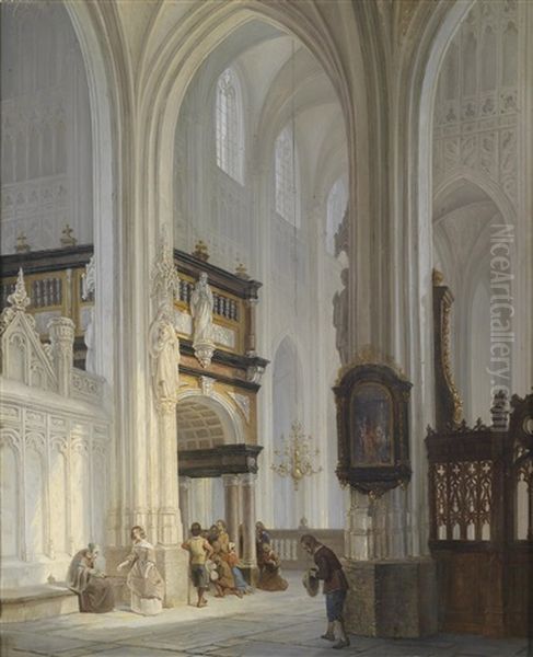 Kircheninterieur Oil Painting by Bernardus Van De Laar