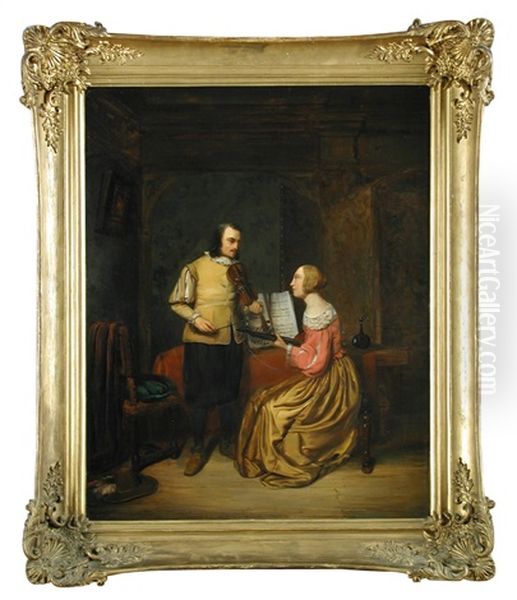 The Music Lesson Oil Painting by Jan Hendrik van de Laar