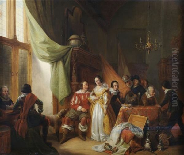 Interior Scene Oil Painting by Jan Hendrik van de Laar