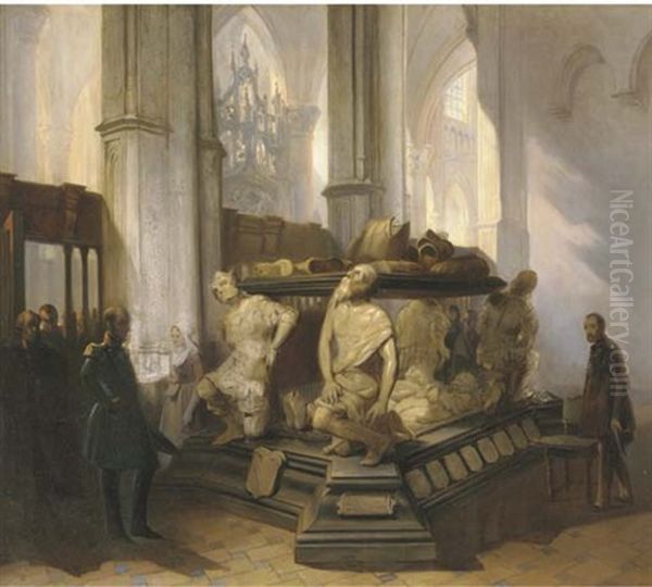 The Prinsenkapel At The Grote Kerk, Breda (collab. W/bernardus Van De Laar) Oil Painting by Jan Hendrik van de Laar