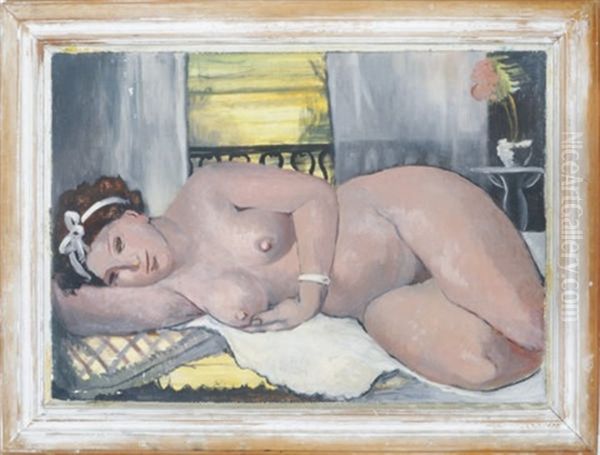 A Reclining Nude Oil Painting by Lucien A. Labaudt