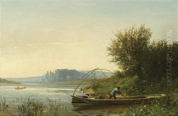 Les Bords De La Seine A Bougival, Effet Du Matin Oil Painting by Emile-Charles Labbe