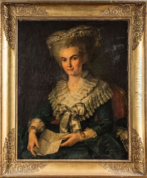 Portrait De Femme Tenant Une Lettre Oil Painting by Adelaide Labille-Guiard