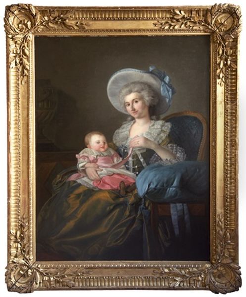 Portrait D'une Jeune Femme Et De Son Enfant Oil Painting by Adelaide Labille-Guiard