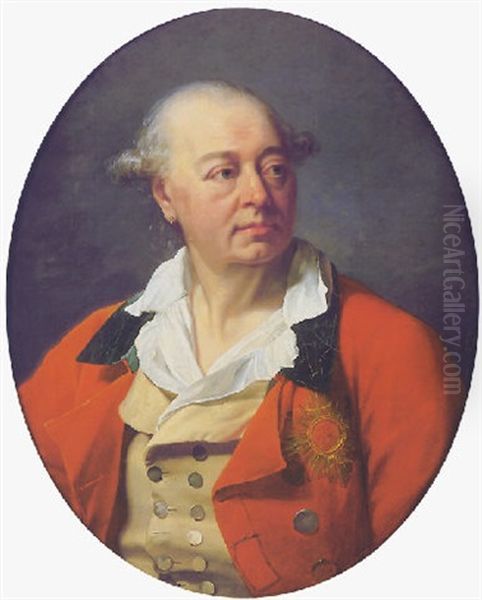 Portrait D'homme A La Veste Rouge Oil Painting by Adelaide Labille-Guiard