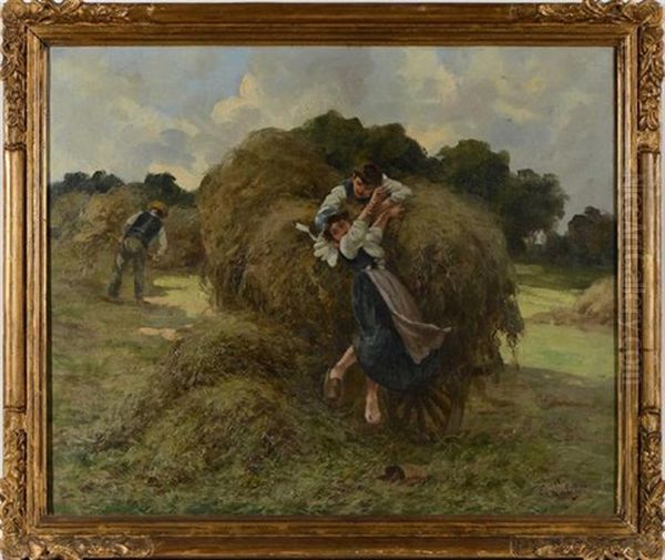 La Descente De La Charrette De Foin Oil Painting by Eugene Labitte