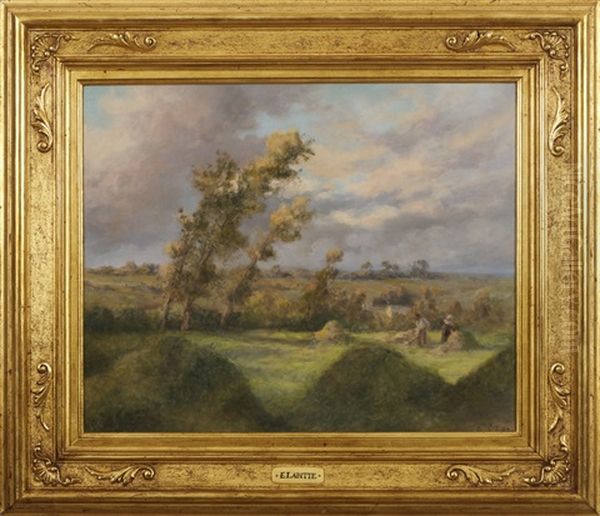 Summer Landscape With Harvesters In The Fields Oil Painting by Eugene Labitte