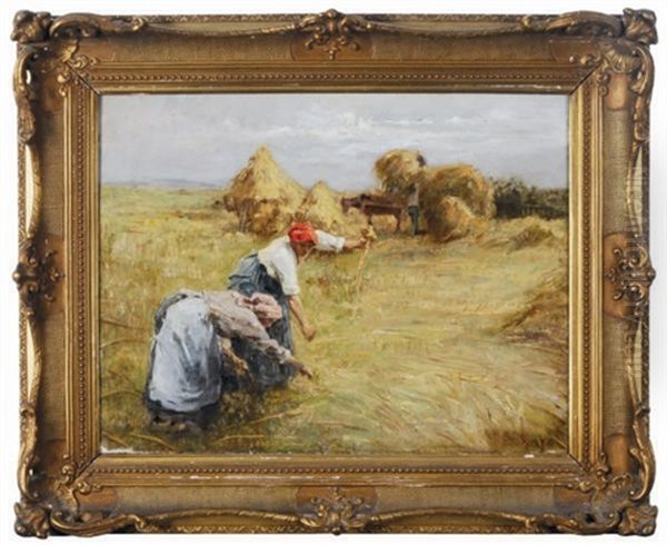 Gleaners In The Field Oil Painting by Eugene Labitte