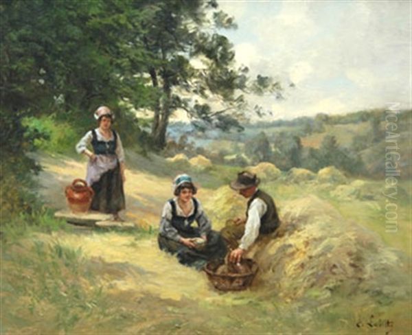 Le Dejeuner Des Paysans Oil Painting by Eugene Labitte