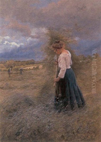 Haymaking Oil Painting by Eugene Labitte