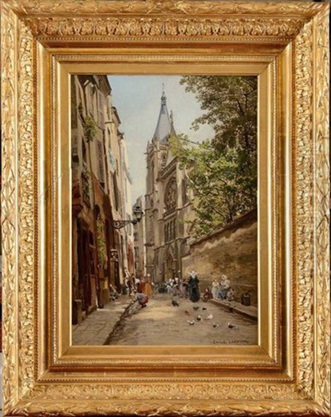 L'eglise Saint Severin, Paris Oil Painting by Edme-Emile Laborne