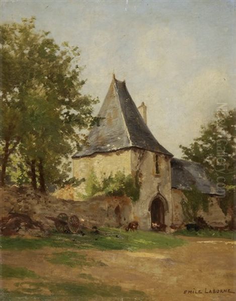 Gebaude In Landschaft Oil Painting by Edme-Emile Laborne