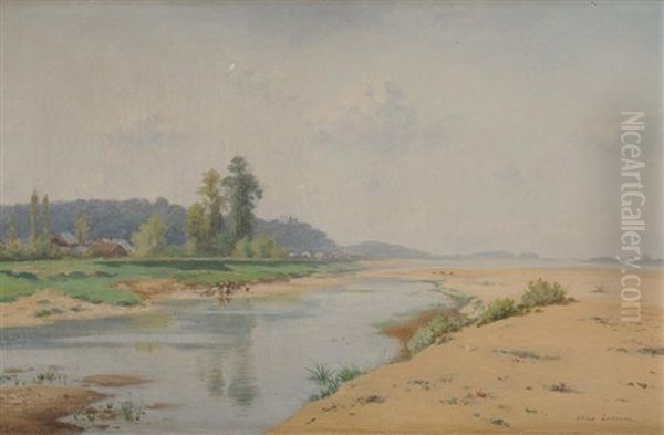 La Loire A Chaumont Oil Painting by Edme-Emile Laborne