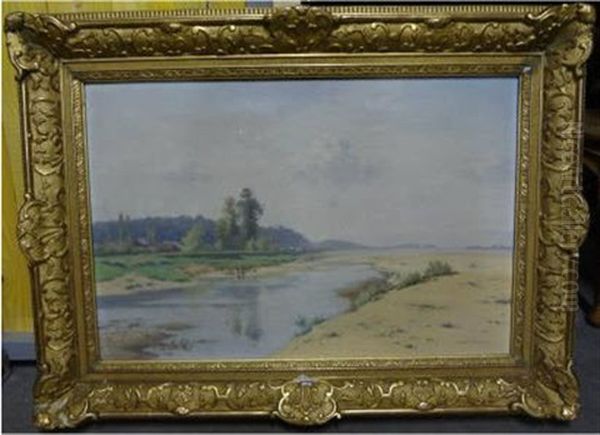 Bord De Loire A Chaumont Oil Painting by Edme-Emile Laborne