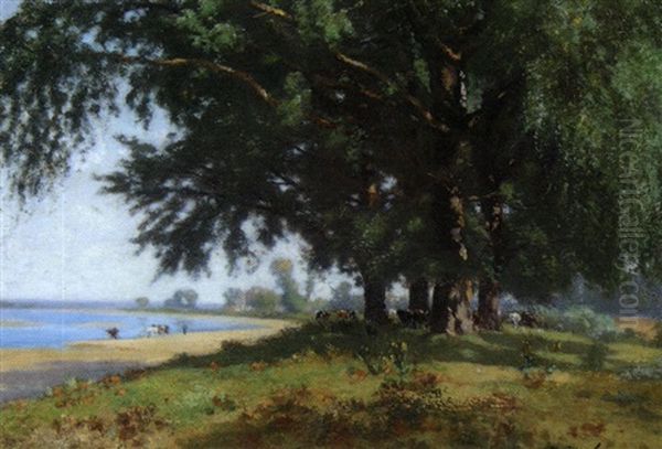 La Loire A Conde Oil Painting by Edme-Emile Laborne