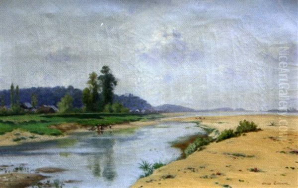 La Loire A Chaumont Oil Painting by Edme-Emile Laborne