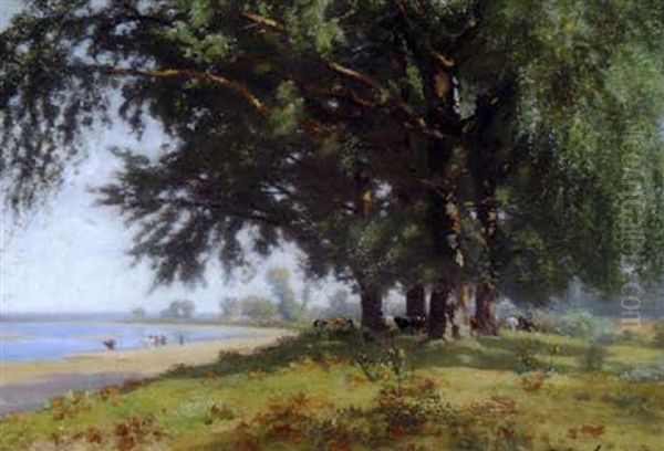 La Loire A Conde Oil Painting by Edme-Emile Laborne