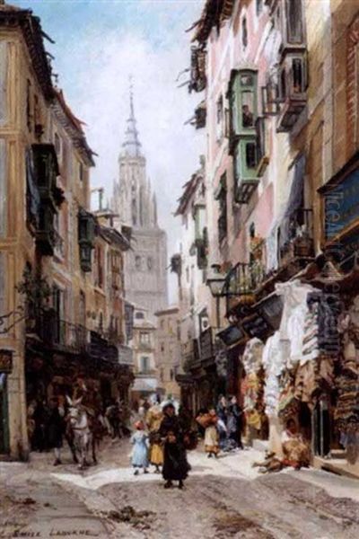 Street Scene, Toledo Oil Painting by Edme-Emile Laborne