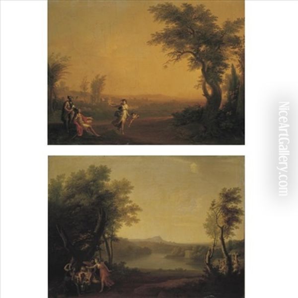 Italian Landscapes (pair) Oil Painting by Carlo Labruzzi