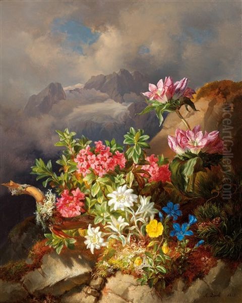 Alpine Flowers Oil Painting by Andreas Lach