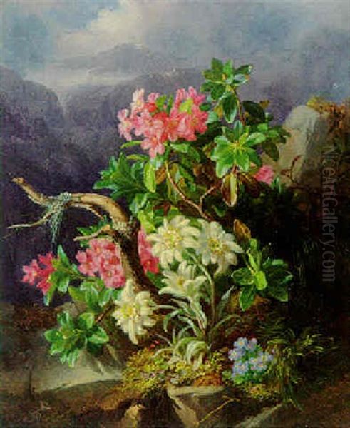 Alpenblumen Oil Painting by Andreas Lach