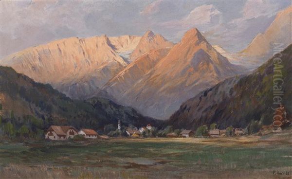 Hinterstoder Blick Ins Tote Gebirge Oil Painting by Fritz Lach