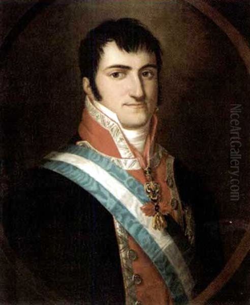 Portrait Of King Ferdinand Vii Of Spain Wearing The Order Of The Golden Fleece Oil Painting by Francisco Jose Pablo Lacoma